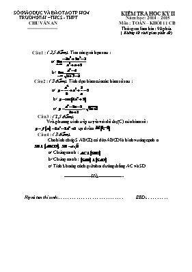 Kiểm tra học kỳ II môn Toán  khối 11 (cơ bản)